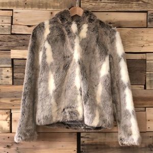 PS COUTURE faux fur hooded jacket, size 14